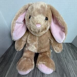 Build-A-Bear Tan Bunny Rabbit Pink Ears Nose Plush Stuffed Animal Toy